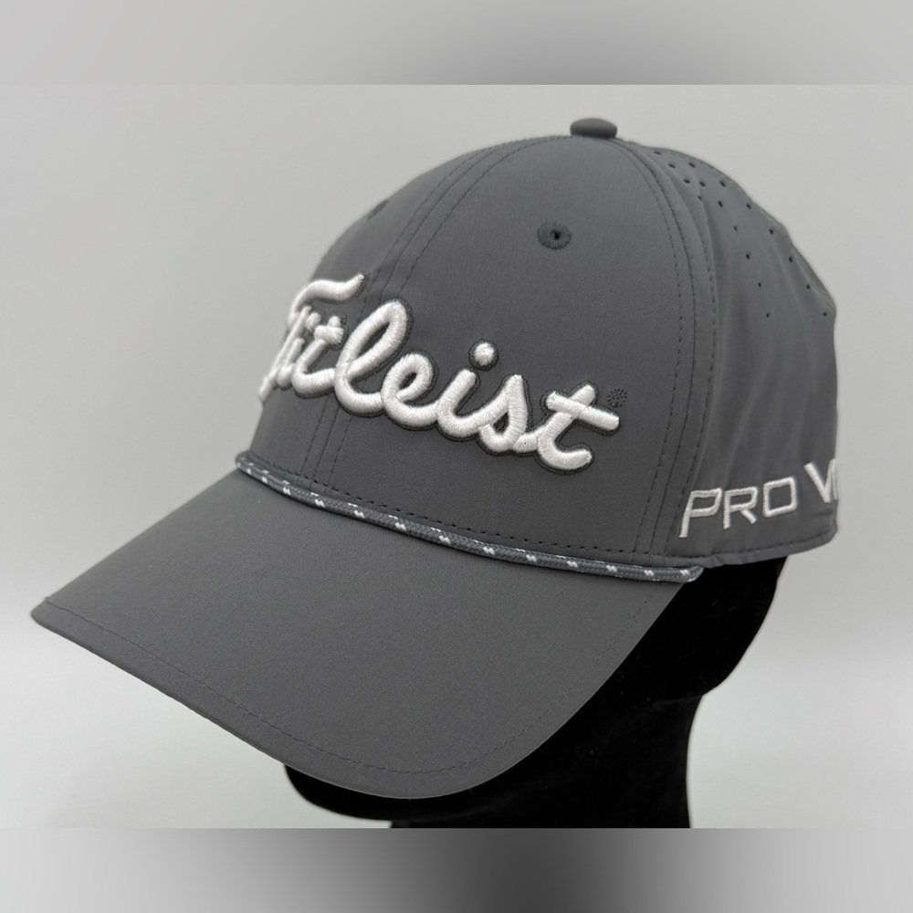 Titleist Golf Tour Breezer FJ ProV1 Adjustable Hat in Charcoal Grey w White NWOT